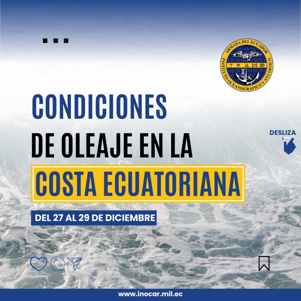 Condiciones de oleaje en la Costa Ecuatoriana desde el 27 al 29 de diciembre 2023