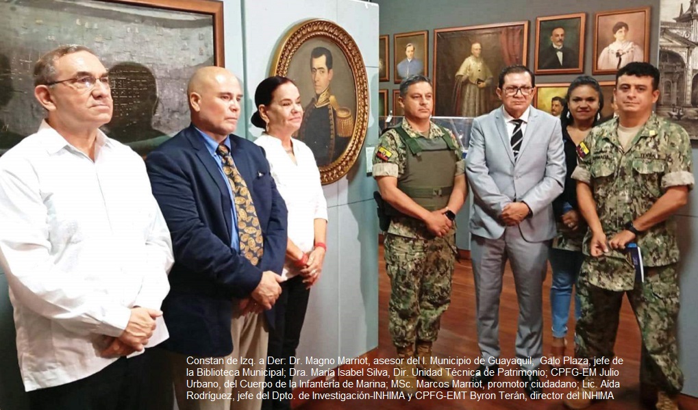 Delegados de la armada del ecuador en presentación de pintura del Capitán de Navío José María vallejo y Mendoza, prócer naval