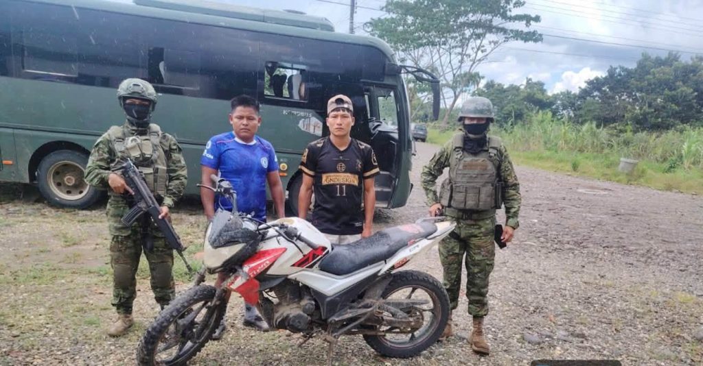Detenidos y material decomisado en Morona Santiago