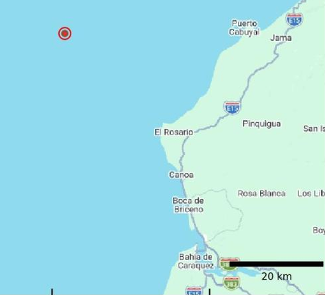 Otro sismo se registró frente a las costas de Manabí